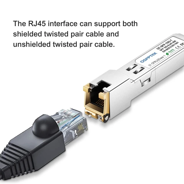 Alt view image 10 of 10 - QSFPTEK 10GBASE-T SFP+ to RJ45 Module, 10Gb Copper RJ-45, Mini gbic SFP to Ethernet Network Optical Copper Transceiver Compatible with Dell GP-10GSFP-T, up to 30m