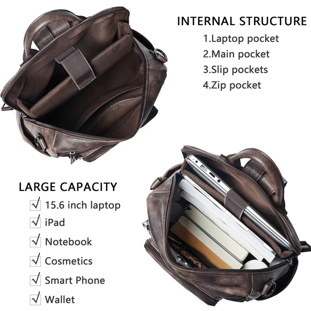 Alt view image 8 of 10 - Shrrie Fashion Vegan Leather Backpack Purse for Women,Fits 15.6 Inch Laptop for Work Travel School