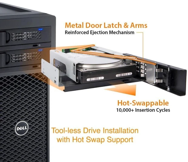 Alt view image 9 of 10 - ICY DOCK 3.5 inch SAS/SATA HDD Hard Drive Mobile Rack Tool Free Enclosure for 5.25" Bay | TurboSwap MB171SP-1B