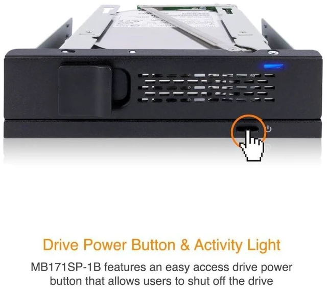 Alt view image 10 of 10 - ICY DOCK 3.5 inch SAS/SATA HDD Hard Drive Mobile Rack Tool Free Enclosure for 5.25" Bay | TurboSwap MB171SP-1B