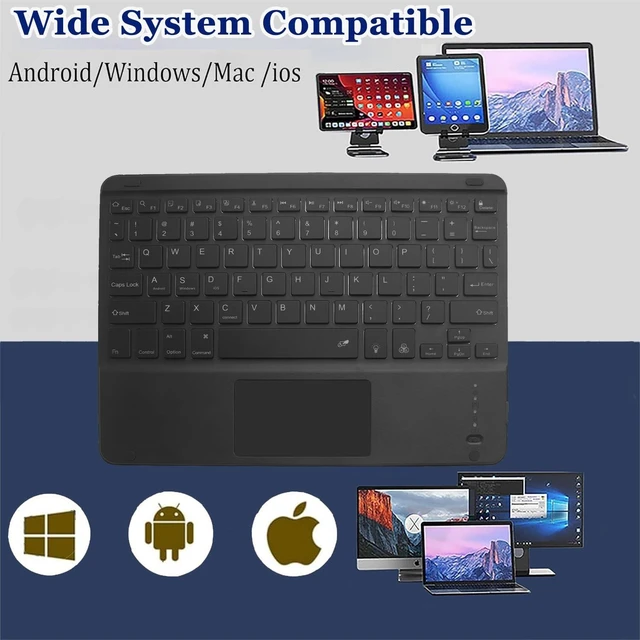 Alt view image 7 of 10 - Wireless Bluetooth Keyboard,10-inch Ultra-Slim 7 Color Backlight with Touchpad,Rechargeable Wireless Magnetic Bluetooth Portable Keyboard,for Smartphone Laptop Tablet Travel (Black)