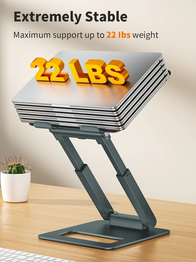 Alt view image 12 of 14 - Laptop Stand for Desk Adjustable Height, Telescopic Computer Stand with Pull Out Design Ergonomic Laptop Riser Fits All Laptops 10-17"-Gray