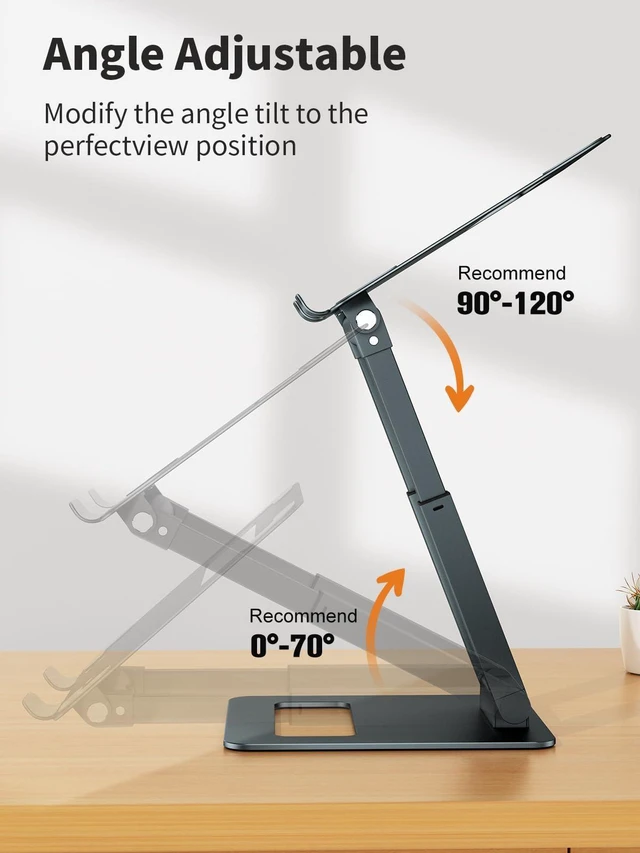 Alt view image 11 of 14 - Laptop Stand for Desk Adjustable Height, Telescopic Computer Stand with Pull Out Design Ergonomic Laptop Riser Fits All Laptops 10-17"-Gray