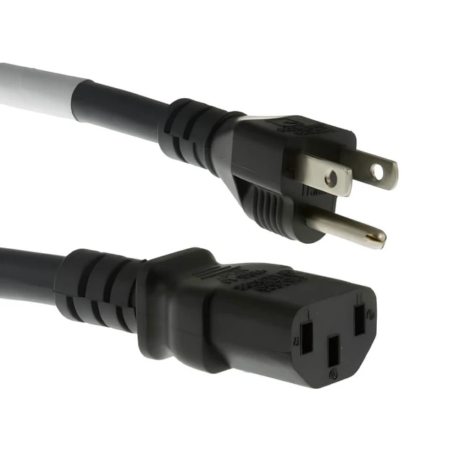 Alt view image 8 of 14 - Heavy Duty AC Power Cord 15ft (4.5m), 14AWG NEMA 5-15P to C13 | 3 Prong Replacement Power Cord, 15A/125V, 14 AWG, NEMA 5-15P to IEC 60320 C13 for PC, Monitor and Workstation Devices