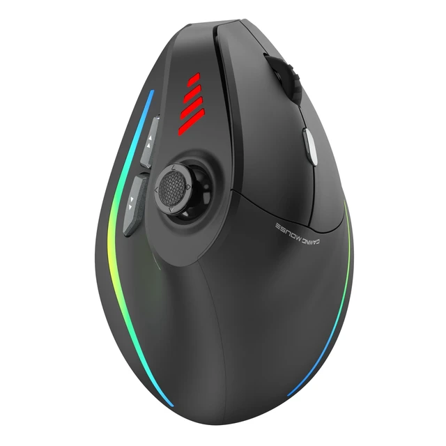 Alt view image 6 of 10 - TRELC Wireless Gaming Mouse with 5 D Rocker, 24000 DPI/11 Programmable Buttons, Ergonomic Mouse for 2 Devices Connection (BT+2.4GHz), Vertical Rechargeable Mice for PC/Laptop/E-Sports/Gamer (Black)