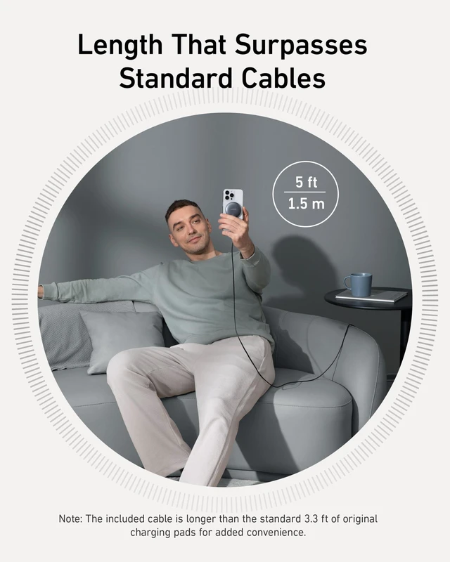 Alt view image 11 of 14 - MagSafe Charger Pad, MagGo iPhone 16 Wireless Charging Pad, Qi2 Certified 15W Wireless Charger, Compatible with iPhone 16/16 Plus/16 Pro/16 Pro Max/15/14/13/12 Series (Black, with Adapter)