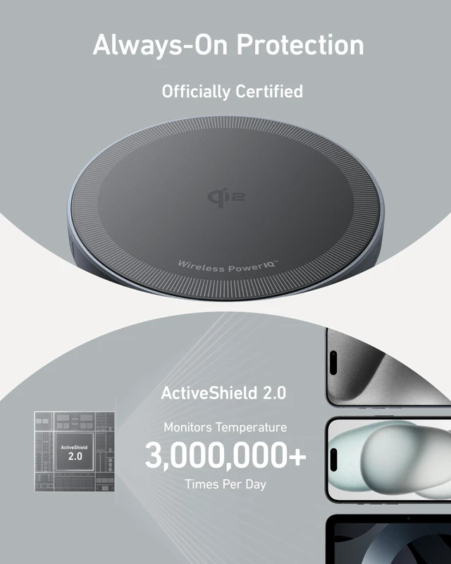 Alt view image 12 of 14 - MagSafe Charger Pad, MagGo iPhone 16 Wireless Charging Pad, Qi2 Certified 15W Wireless Charger, Compatible with iPhone 16/16 Plus/16 Pro/16 Pro Max/15/14/13/12 Series (Black, with Adapter)