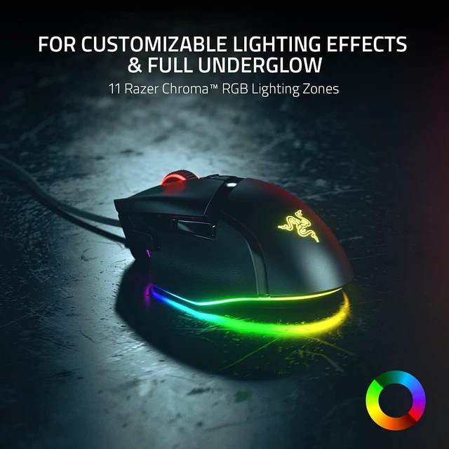 Alt view image 11 of 14 - Basilisk V3 Customizable RGB Wired Ergonomic Gaming Mouse, Black | Fastest Gaming Mouse Switch, Chroma RGB Lighting, 26K DPI Optical Sensor, 11 Programmable Buttons, HyperScroll Tilt Wheel
