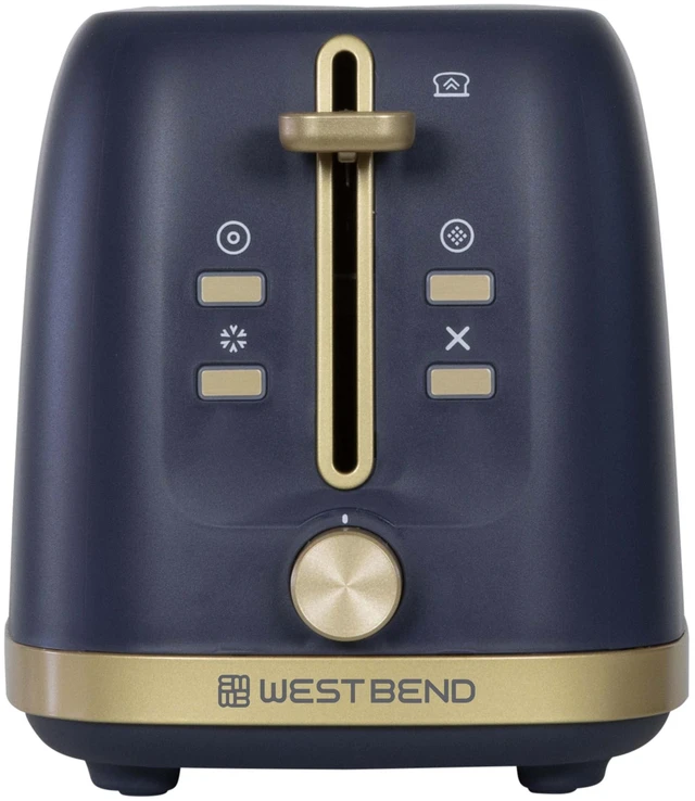 Alt view image 14 of 14 - Timeless 2-Slice Toaster with 7 Browning Levels, Bagel/Waffle/Defrost Settings, High-Lift Lever, Anti-Jam, Easy-Clean Crumb Tray, 2-Slice, Blue/Gold