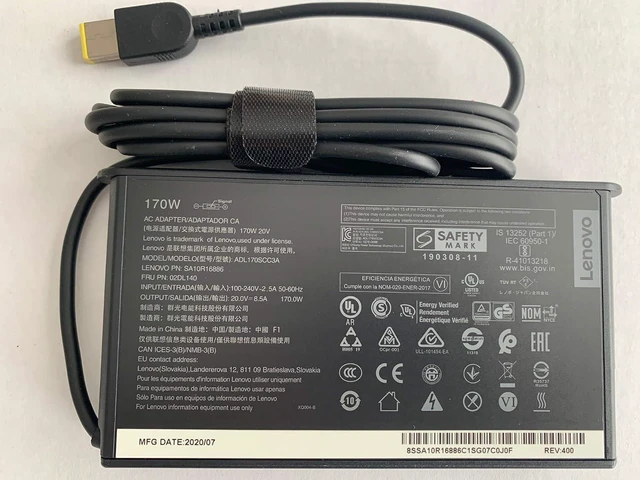 Alt view image 8 of 14 - New Genuine Slim Design Lenovo 20V 8.5A 170W AC Adapter for Lenovo ThinkPad P73, Compatible with P/N: SA10R16886, 02DL140, ADL170SCC3A.