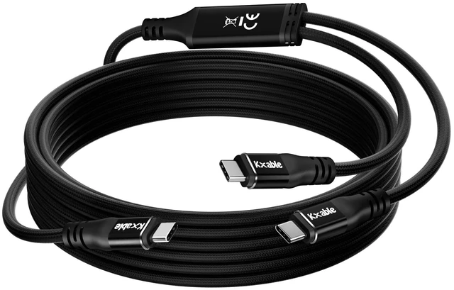 Alt view image 6 of 10 - 2-in-1 USB C to Dual USB-C Cable 8 FT, 140W Max PD Fast Charging Type C Splitter Adapter, Nylon Braided, Compatible with iPhone 16/15 Series, MacBook Air/Pro, iPad Air/Pro, Galaxy Series and More
