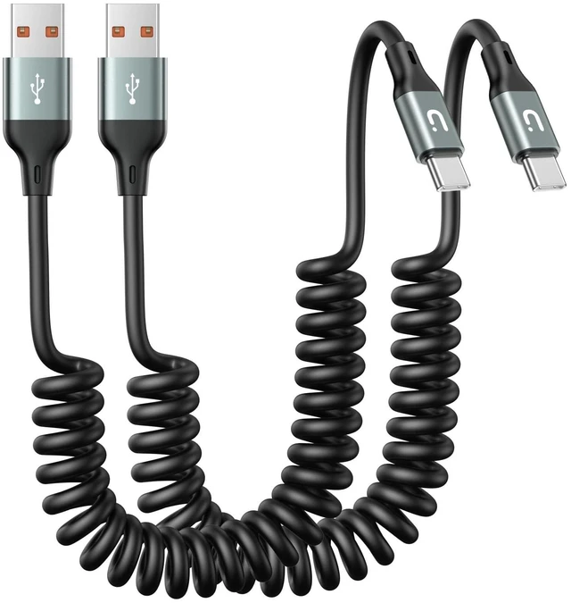 Alt view image 6 of 10 - Coiled USB A to USB C Cable for Car 6FT, 2Pack USB C Cable Fast Charging, USB Type C Cable Compatible with iPhone 17/16/15 Pro Max/Samsung Galaxy S20 S10 S9 S8 Plus Note 10 9 8 and More USB C Devices