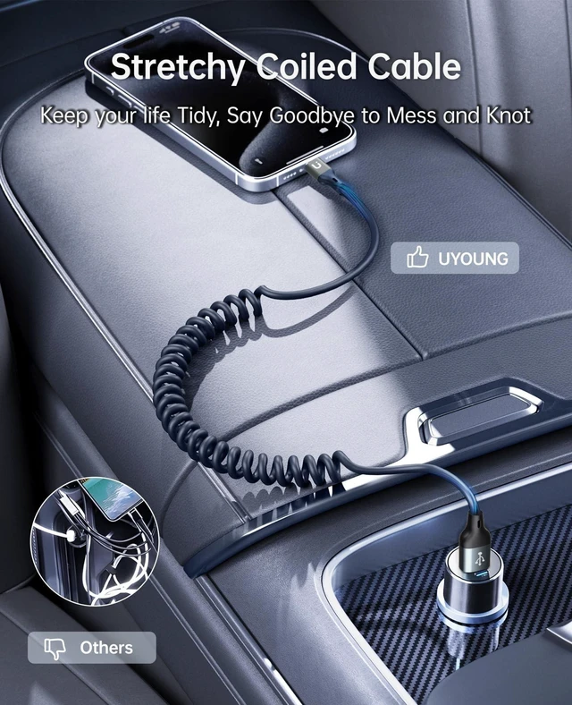 Alt view image 9 of 10 - Coiled USB A to USB C Cable for Car 6FT, 2Pack USB C Cable Fast Charging, USB Type C Cable Compatible with iPhone 17/16/15 Pro Max/Samsung Galaxy S20 S10 S9 S8 Plus Note 10 9 8 and More USB C Devices