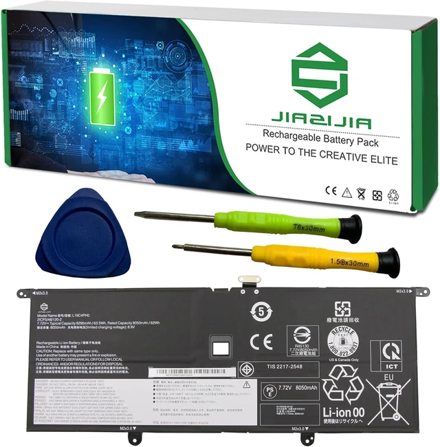 Alt view image 6 of 10 - L19C4PH0 Laptop Battery Replacement for Lenovo Ideapad Slim 9-14ITL05 Series Notebook SB10Y75087 5B10Y75089 L19M4PH0 SB10Y75088 5B10Y75090 Black 7.72V 63.5Wh 8290mAh