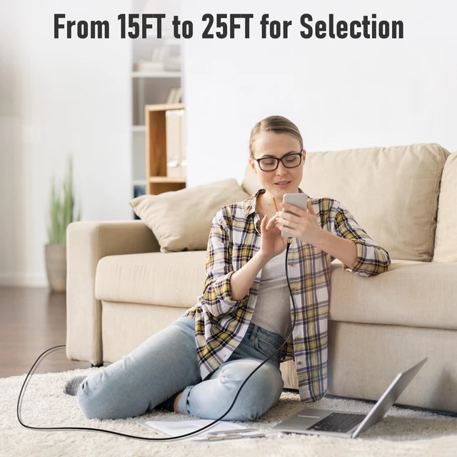 Alt view image 9 of 10 - Ultra Long 4K USB C Cable 20 FT, Full Feature USB-C to C Cable, USB 3.1 Gen 2, Supports 4K@60Hz Video Output, 65W PD Fast Charging, 10Gbps Data Transfer, For Smartphone, Laptop, Tablet, TV, Monitor
