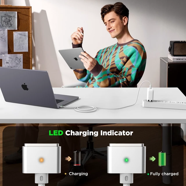 Alt view image 10 of 10 - LUCMO 140W Magnetic 3 Cable 10 FT for M5/M4/M3/M2 MacBook Air Pro Charger, Fast Charging USB C Cord for MacBook Air (13"/15" 2026/2025/2024/2023/2022), Pro (16"/14" 2026/2025/2024/2023/2021), White