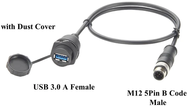 Alt view image 7 of 10 - IP67 Industrial USB 3.0 Connection Cable USB A Female Socket to M12 5Pin B Code Male Flush Panel Mount Bulkhead Cable Compatible with IFM EC2099 for PDM360 NG Module,HMI,Control Panel (0.5M/1.64FT)