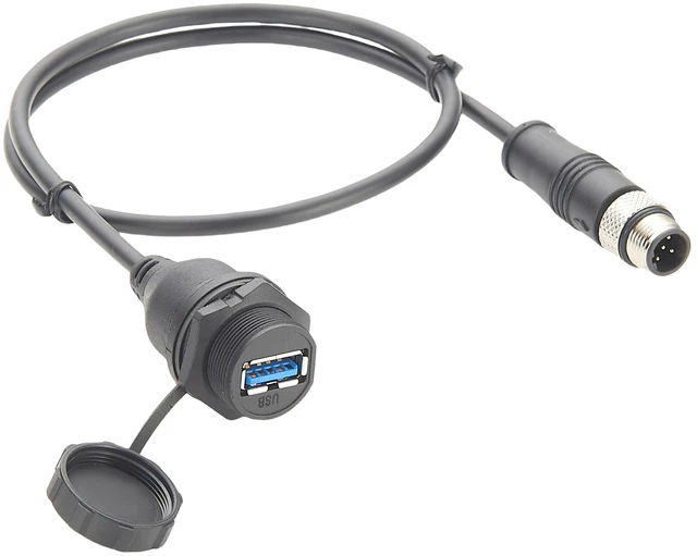 Alt view image 6 of 10 - IP67 Industrial USB 3.0 Connection Cable USB A Female Socket to M12 5Pin B Code Male Flush Panel Mount Bulkhead Cable Compatible with IFM EC2099 for PDM360 NG Module,HMI,Control Panel (0.5M/1.64FT)