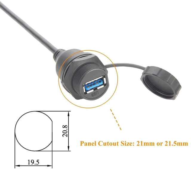 Alt view image 8 of 10 - IP67 Industrial USB 3.0 Connection Cable USB A Female Socket to M12 5Pin B Code Male Flush Panel Mount Bulkhead Cable Compatible with IFM EC2099 for PDM360 NG Module,HMI,Control Panel (0.5M/1.64FT)