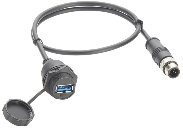 Alt view image 10 of 10 - IP67 Industrial USB 3.0 Connection Cable USB A Female Socket to M12 5Pin B Code Male Flush Panel Mount Bulkhead Cable Compatible with IFM EC2099 for PDM360 NG Module,HMI,Control Panel (0.5M/1.64FT)