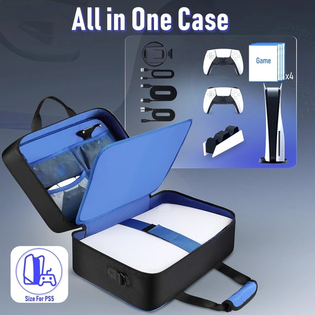 Alt view image 9 of 14 - Carrying Case for PS5, Travel Case for PS 5 Protective, Large Capacity Storage Bag Compatible with Playstation 5 Disk/ Digital Edition Console, Controllers, Game Cards, Accessories