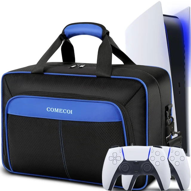 Alt view image 8 of 14 - Carrying Case for PS5, Travel Case for PS 5 Protective, Large Capacity Storage Bag Compatible with Playstation 5 Disk/ Digital Edition Console, Controllers, Game Cards, Accessories