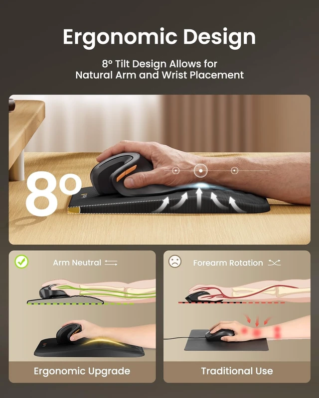 Alt view image 9 of 14 - MP50 Ergonomic Mouse Pad with Wrist Support, Lycra Surface, Black