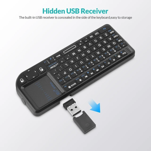 Alt view image 8 of 10 - Rii Mini Bluetooth Keyboard,2.4G Handheld Wirelesss Protable Backlit Keyboard with Touchpad,Compatible with Smart TV,Google, Fire Stick,HTPC/IPTV,PC
