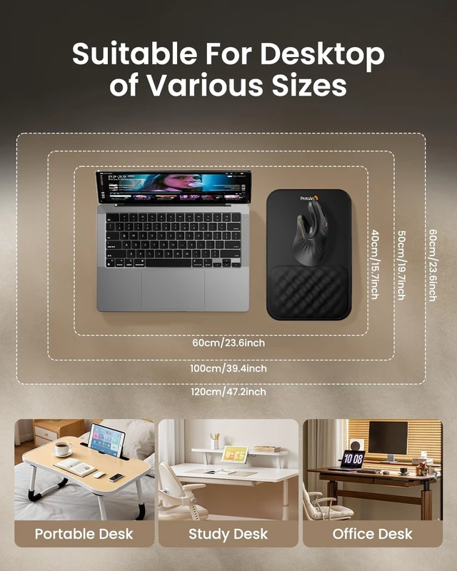 Alt view image 14 of 14 - MP50 Ergonomic Mouse Pad with Wrist Support, Lycra Surface, Black