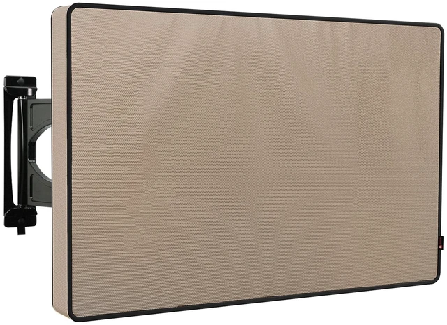 Alt view image 5 of 8 - iBirdie Outdoor TV Cover 65 to 70 inch Weatherproof, Cover Size 64"L x 40"H, Waterproof for Outside Flat Screen 65 to 70 inch TV, Light Brown, 600D Thick Fabric Screen Protector with Bottom