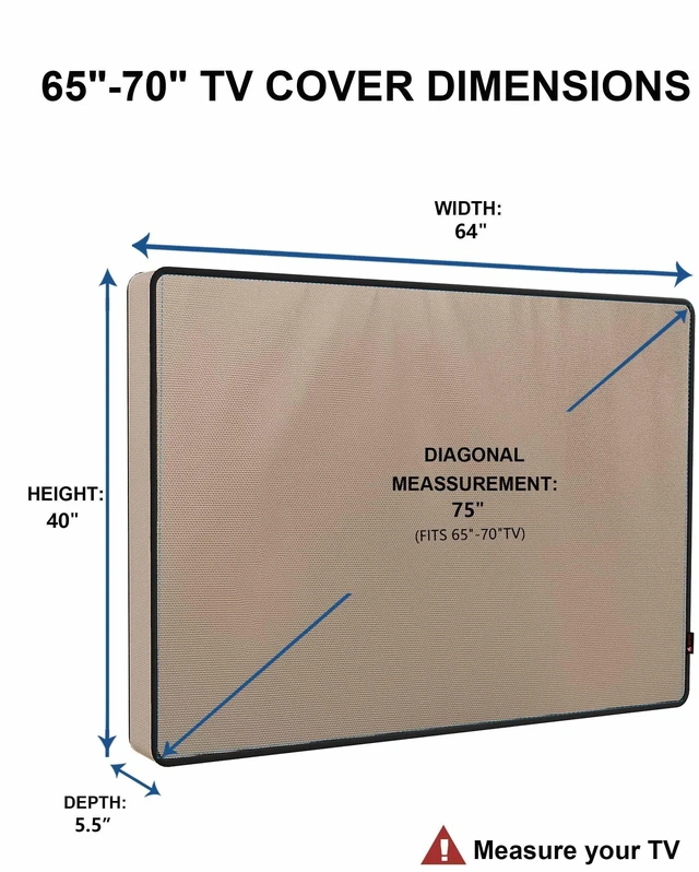 Alt view image 6 of 8 - iBirdie Outdoor TV Cover 65 to 70 inch Weatherproof, Cover Size 64"L x 40"H, Waterproof for Outside Flat Screen 65 to 70 inch TV, Light Brown, 600D Thick Fabric Screen Protector with Bottom