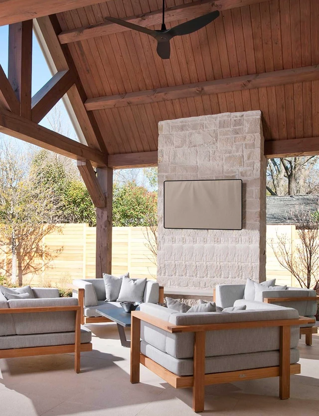 Alt view image 8 of 8 - iBirdie Outdoor TV Cover 65 to 70 inch Weatherproof, Cover Size 64"L x 40"H, Waterproof for Outside Flat Screen 65 to 70 inch TV, Light Brown, 600D Thick Fabric Screen Protector with Bottom