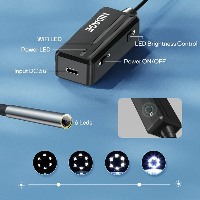 Alt view image 14 of 14 - Inspection Camera Wireless Endoscope 2025 Top Tiny WiFi Borescope 3.9mm 1080P HD Endoscope Camera with Light IP67 Waterproof Semi-Rigid Snake Cam for iPhone, Android, Tablet, 5FT