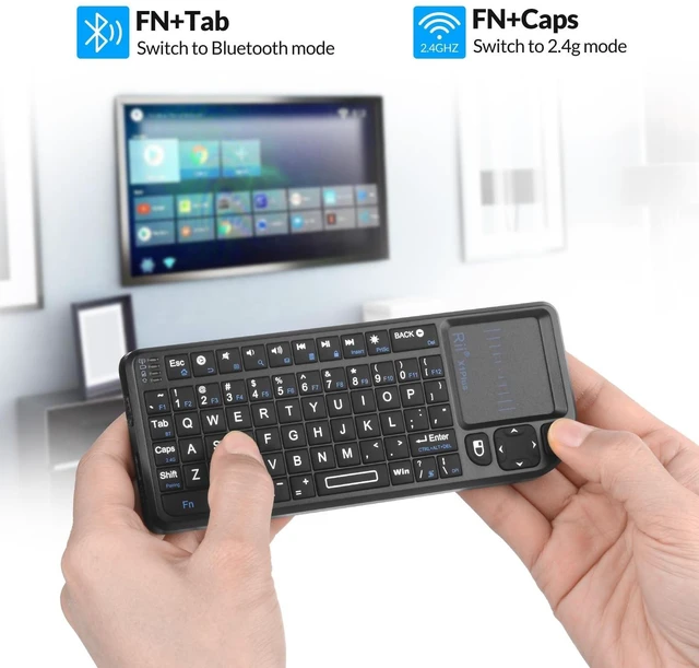 Alt view image 9 of 10 - Rii Mini Bluetooth Keyboard,2.4G Handheld Wirelesss Protable Backlit Keyboard with Touchpad,Compatible with Smart TV,Google, Fire Stick,HTPC/IPTV,PC