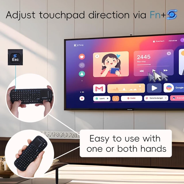 Alt view image 7 of 10 - iPazzPort 2.4G+Bluetooth Wireless Mini Keyboard with Touchpad and Mouse Compact Design,Portable Lightweight for PC/Android/iOS/Raspberry/HTPC