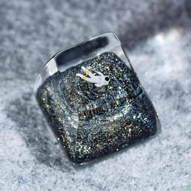 Alt view image 8 of 10 - Gold Galaxy Astronaut Artisan Keycap R1 SA Profile Custom Astronauts Keycaps 1U ESC Space Explorer Handmade Gaming Resin Key Cap Cherry MX Switch Compatible Mechanical Keyboard Space Lover Gift