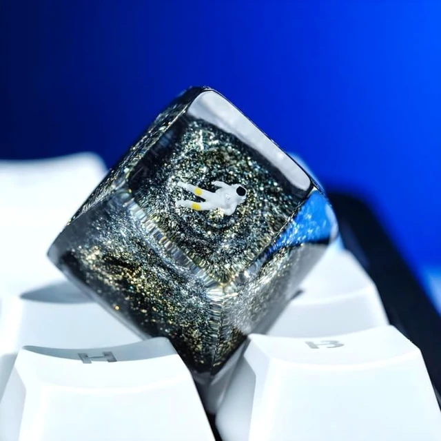 Alt view image 7 of 10 - Gold Galaxy Astronaut Artisan Keycap R1 SA Profile Custom Astronauts Keycaps 1U ESC Space Explorer Handmade Gaming Resin Key Cap Cherry MX Switch Compatible Mechanical Keyboard Space Lover Gift