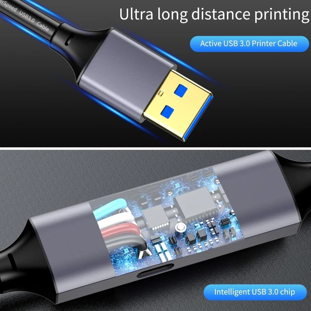 Alt view image 9 of 14 - Active USB 3.0 A to B Printer Cable 20ft, USB 3.0 Type B Printer Cord Compatible with Conference Camera,Docking Station,Hard Driver,Scanner, Printers,Vidicon and More