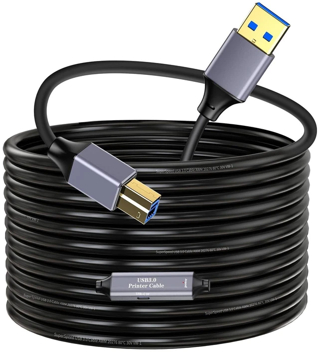 Alt view image 8 of 14 - Active USB 3.0 A to B Printer Cable 20ft, USB 3.0 Type B Printer Cord Compatible with Conference Camera,Docking Station,Hard Driver,Scanner, Printers,Vidicon and More