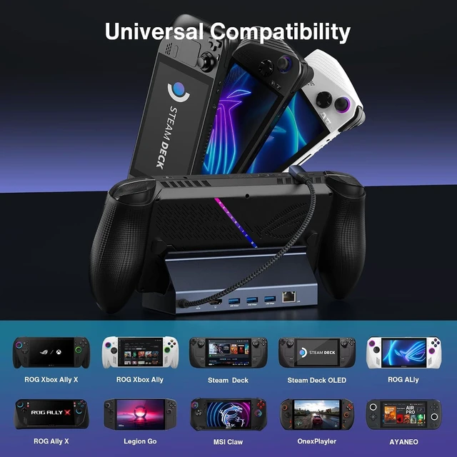Alt view image 11 of 14 - iVANKY Upgraded 10-in-1 Docking Station for ROG Xbox Ally X(2025)/Steam Deck OLED/ASUS ROG Ally X, 4K@144Hz Dock for Lenovo Legion GoS/MSI Claw, HDMI 2.1, 1Gbps Ethernet, 5*USB-A 3.0, 100W Charge