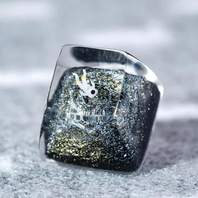 Alt view image 10 of 10 - Gold Galaxy Astronaut Artisan Keycap R1 SA Profile Custom Astronauts Keycaps 1U ESC Space Explorer Handmade Gaming Resin Key Cap Cherry MX Switch Compatible Mechanical Keyboard Space Lover Gift