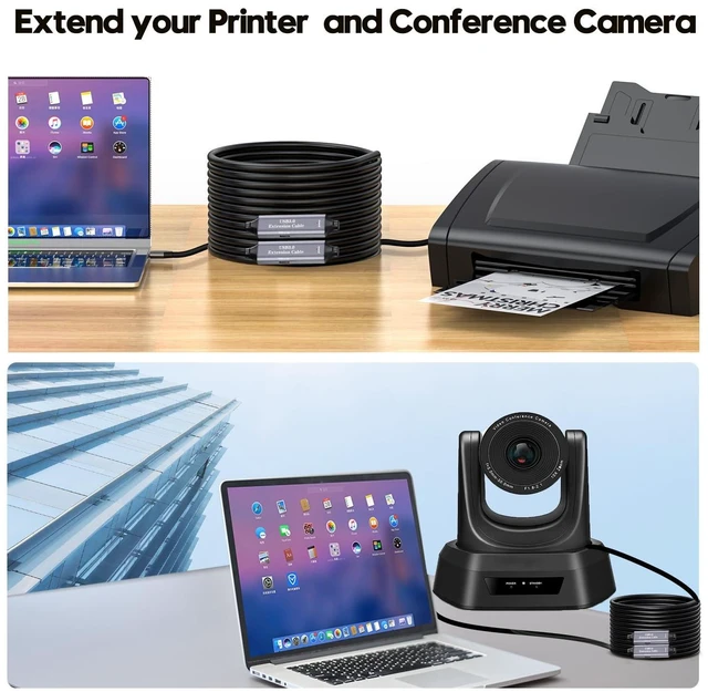 Alt view image 14 of 14 - Active USB 3.0 A to B Printer Cable 20ft, USB 3.0 Type B Printer Cord Compatible with Conference Camera,Docking Station,Hard Driver,Scanner, Printers,Vidicon and More