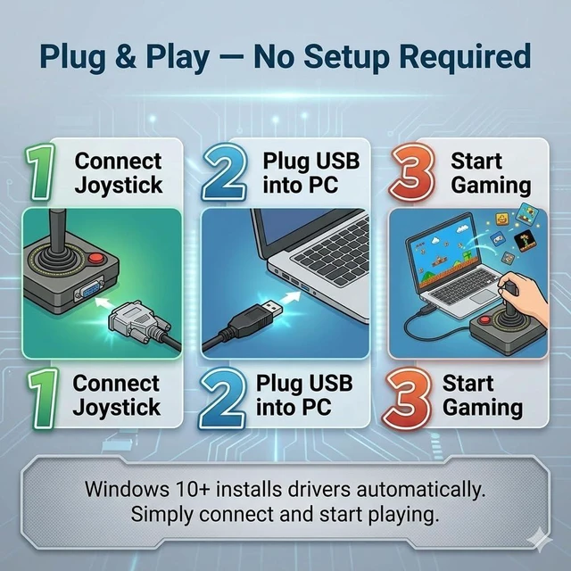 Alt view image 11 of 14 - USB to DB15 Female Connector Data Cable for 3D Gaming Joystick PC Online Cable 3.3ft