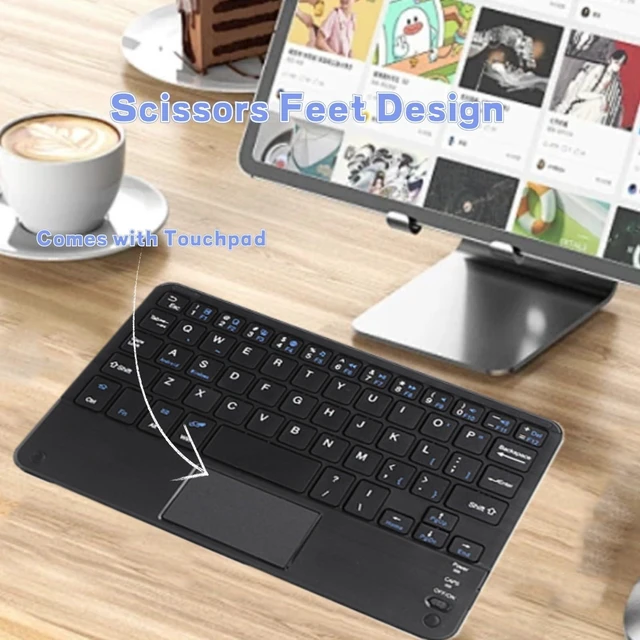Alt view image 9 of 10 - Yoidesu 7 Inch Keyboard with Touchpad, Mini Bluetooth Touchpad Keyboard, Ultra-Slim Keypad for Tablets, Smartphones, Laptops, Desktop, Computers - Automatic Sleep Design