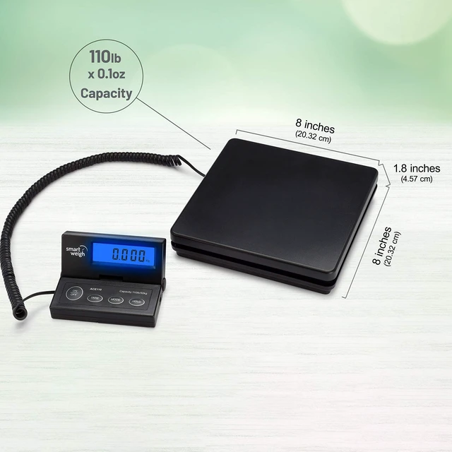 Alt view image 13 of 14 - Smart Weigh Digital Postal Shipping Scale, 110lb/50kg to 0.1oz/2g Precision, Hold Function, Separate Wall-Mount Screen, AC Adapter & Batteries Included