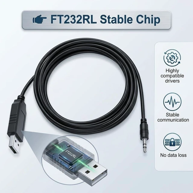 Alt view image 8 of 12 - USB to 2.5mm Audio Jack RS485 Cable 1.8m for Brooks MFC Flow Meter PC Communication