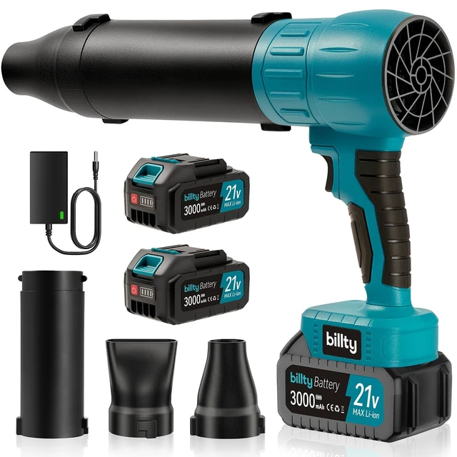 Alt view image 7 of 12 - Cordless Leaf Blower, Premium Handheld Leaf Blower + 3 Nozzles and 2 Batteries with Level Indicator, Stepless Speed Control, Blowers for Lawn Care, Patio Cleaning and Dust