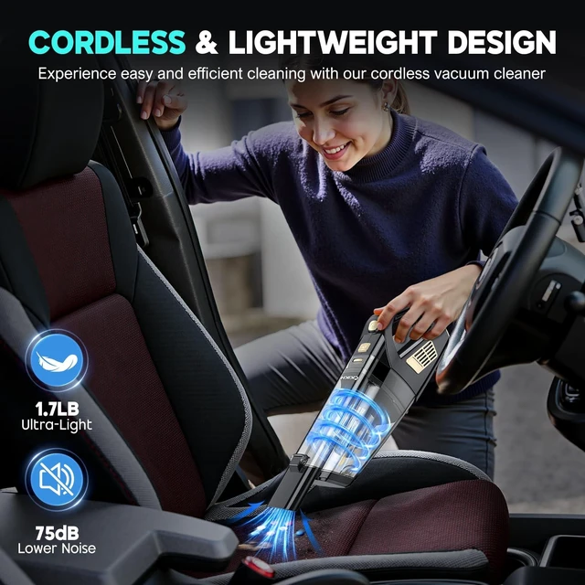 Alt view image 14 of 14 - Handheld Vacuum Cordless, 15000PA Strong Suction Hand Held Car Vacuum Cleaner Portable with Multi-Nozzles & Washable Filter, Lightweight Rechargeable Vacuum Cleaner for Home, Car, Office, Pets