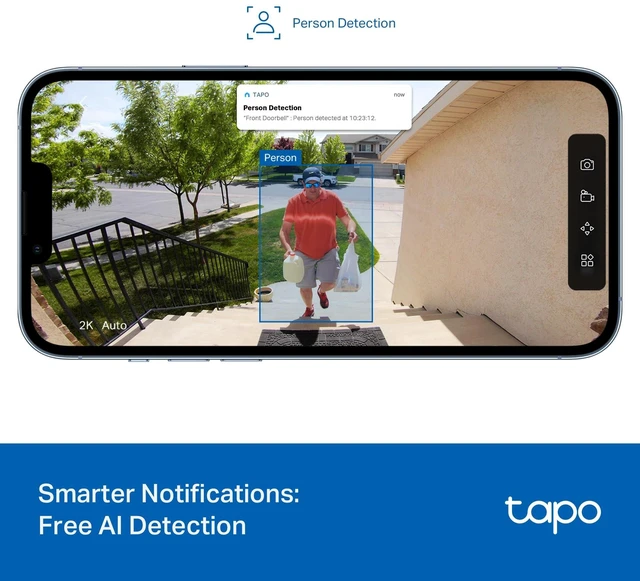 Alt view image 12 of 14 - 2K Wireless Smart Video Doorbell, D205, 160° Ultra-Wide View | Person Detection, 2-Way Talk, Ring Call, Night Vision, Subscription-Free Local Storage or Optional Cloud