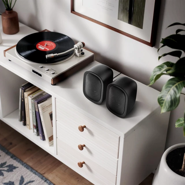 Alt view image 12 of 14 - Powered Bluetooth Bookshelf Speakers for Record Player, 40W Stereo Sound Speakers with 3-Inch Woofer, Dual-Curved Horn Bass Reflex Port and Optical/AUX/TV-ARC for Turntable/PC/TV, Pair